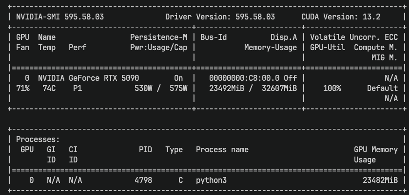 RTX 5090 training progress